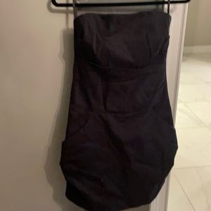 Julie Haus black strapless dress size 6 bright red back zip